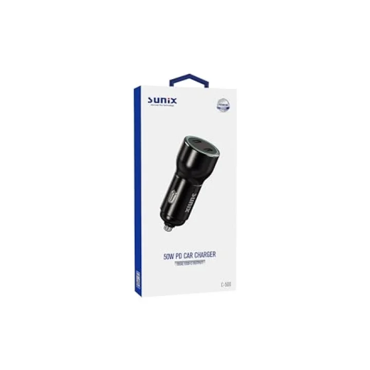 50W PD Çift USB-C Çıkışlı Araç Şarj Cihazı Başlık C-500