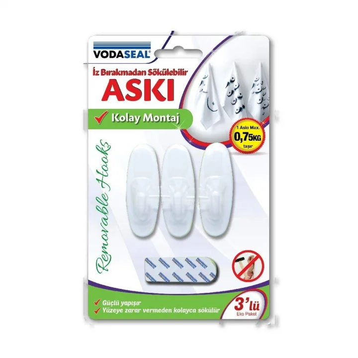 53.01.081 İz Bırakmaz 3lü Oval Askı, Beyaz