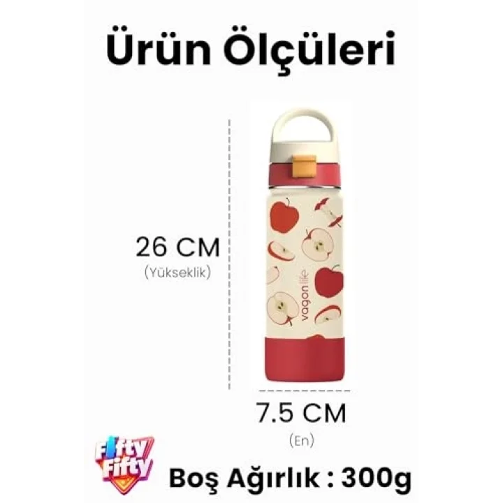 550 ML Desenli Tek Kapak Çift Kullanım Pipetli Rahat İçim Kulplu Paslanmaz Çelik Termos 1109-550ML Pembe