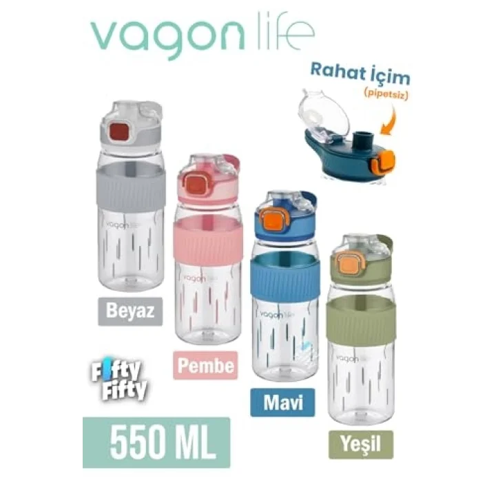 550 ML Rahat İçim (Pipetsiz) Taşıma Kulplu Çocuk Su Matarası -VGN3001ML550