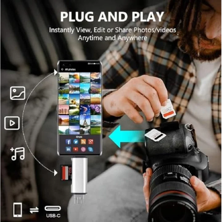 5848 Type C Usb Kart Okuyucu Micro Sd Card Reader Çevirici Dönüştürücü Adaptör