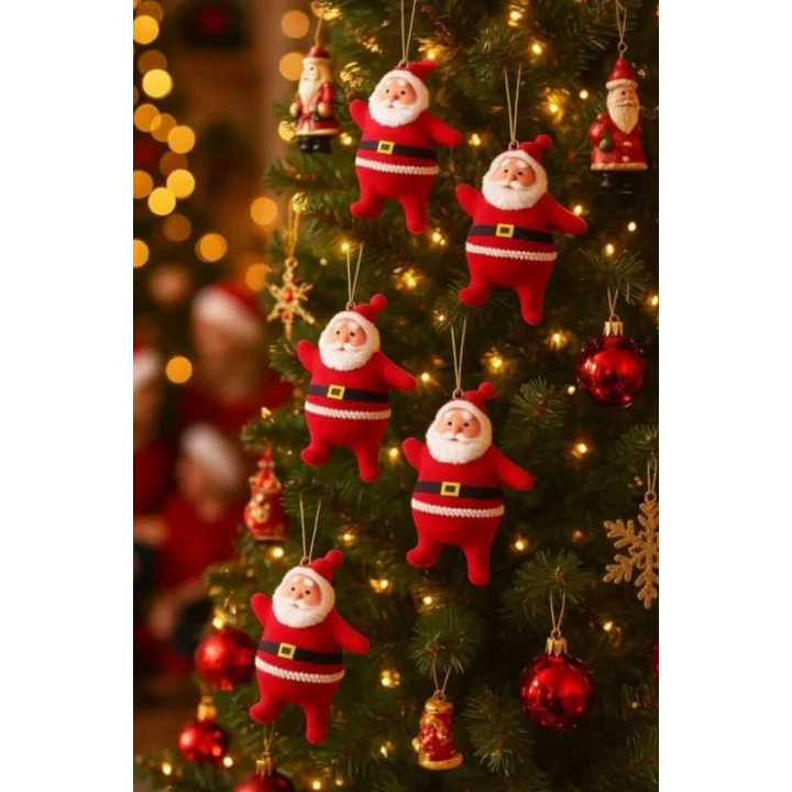 5cm 6 Adet Mini Yılbaşı Ağacı Süsü Noel Baba ağacı süsü (6 adet/paket)