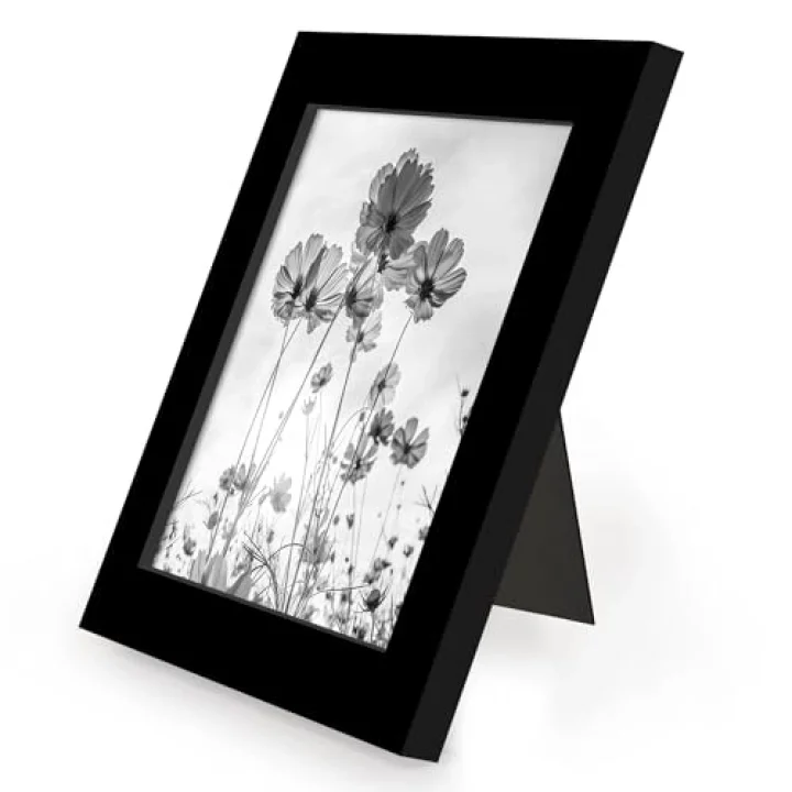 5x5 Picture Frame with Polished Plexiglass - Set of 12 - Signature Collection - Picture Frames with Engineered Wood - Square Frame for Tabletop and Wall Display - Black