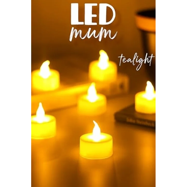 6 Adet Led Mum Tealight Mini Dumansız Pilli Alevli Dekoratif Yapay Mum Işıldak Beyaz 1036-2