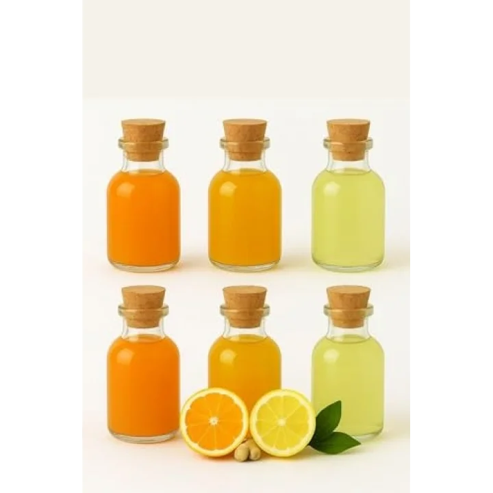 6 Adet Şeffaf Cam Shot Şişesi Mantar Tıpalı Hediyelik Koku Süs Çok Amaçlı Şişe 50ml