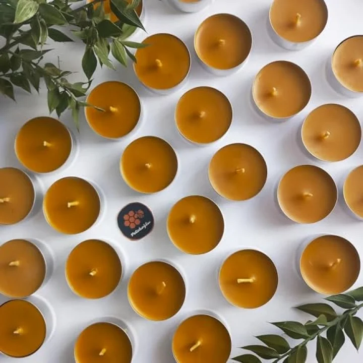 (6 Adet) Tealight Mum Doğal Petek Balmumu mum Standart Boy