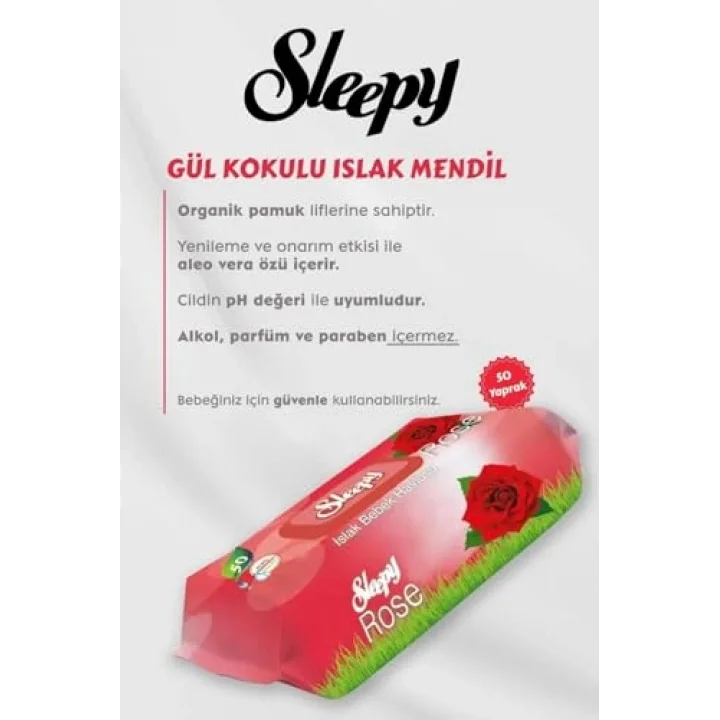 6 AL 5 ÖDE Sleepy 50li Gül Kokulu Islak Bebek Havlusu ve ROSIE