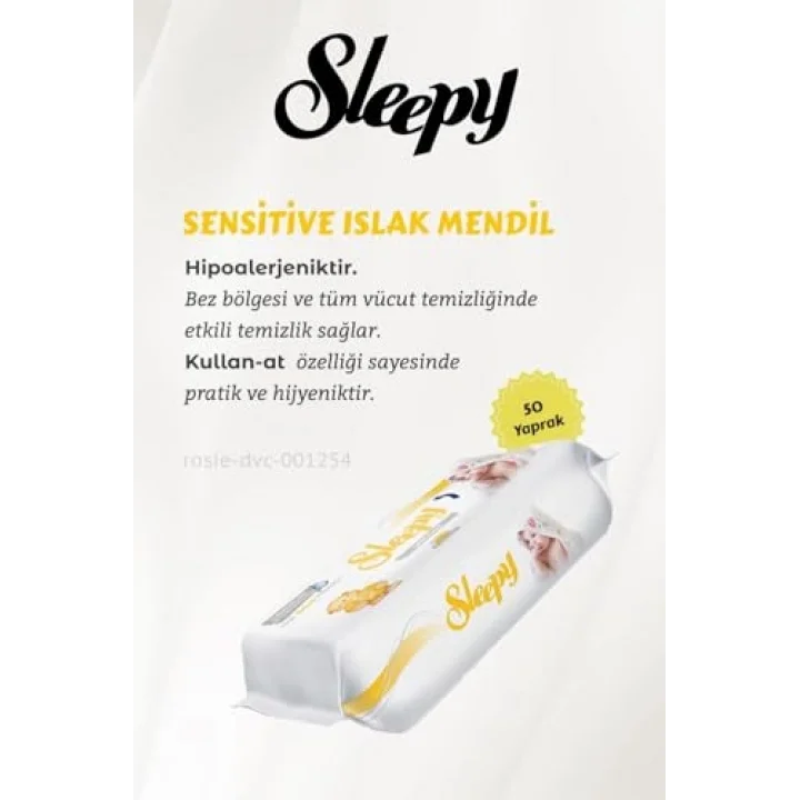 6 AL 5 ÖDE Sleepy Sensitive 50li Islak Bebek Mendil ve ROSIE Pamuk