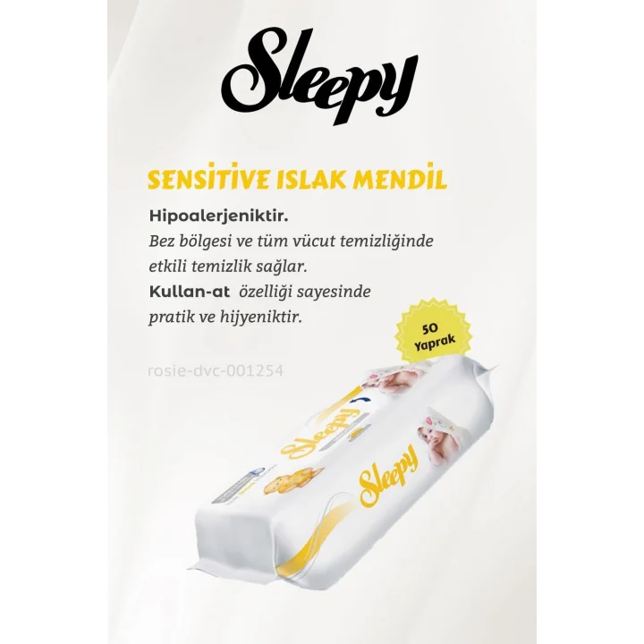 6 AL 5 ÖDE Sleepy Sensitive 50li Islak Bebek Mendil ve ROSIE Pamuk