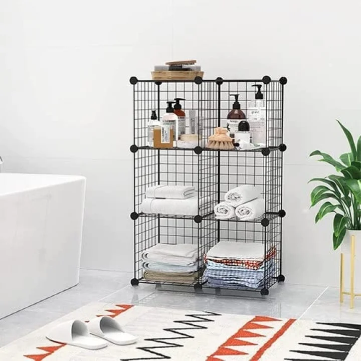 6 Bölmeli Portatif Çok Amaçlı Metal Tel Dolap Raf Organizer
