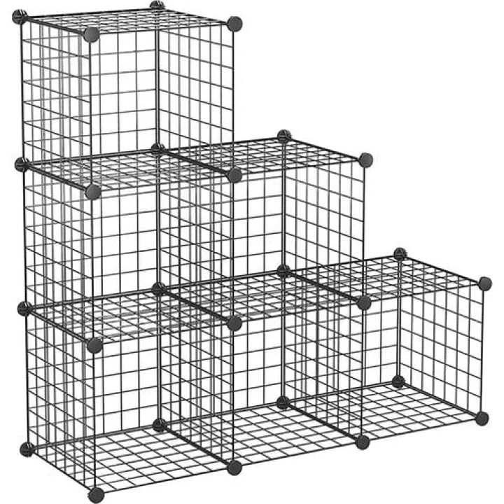 6 Bölmeli Portatif Çok Amaçlı Metal Tel Dolap Raf Organizer