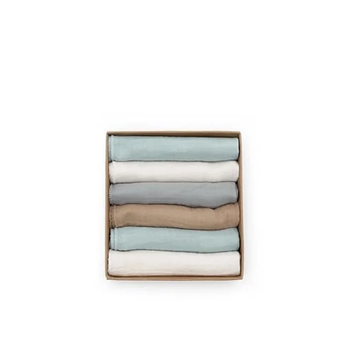 6 lı Ağız Mendili Bej, Ekru, Mint, Gri