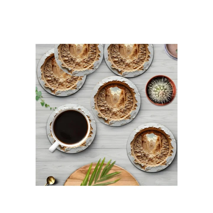 6lı Ahşap Bardak Altlığı BRD-011