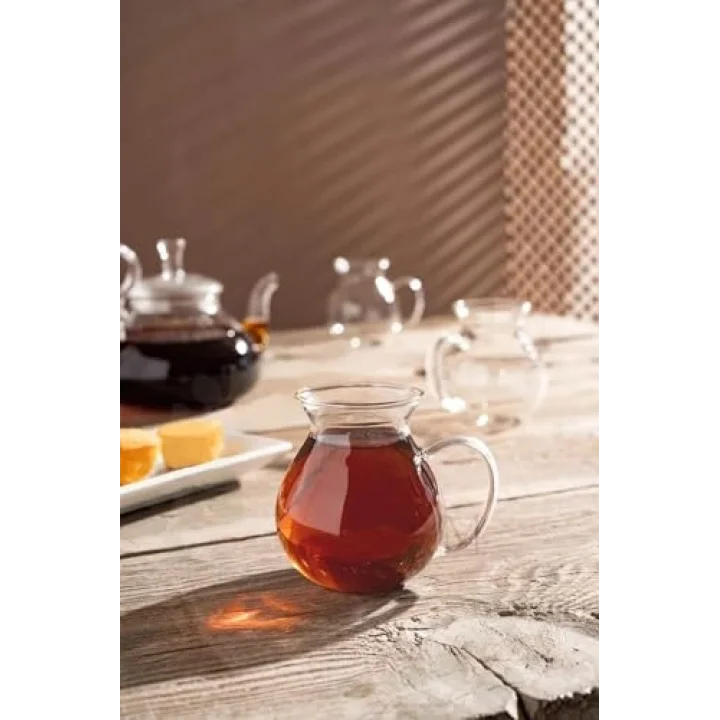6lı Keyfi Ala Kulplu Borosilikat Çay Bardağı - Çeyiz Seti
