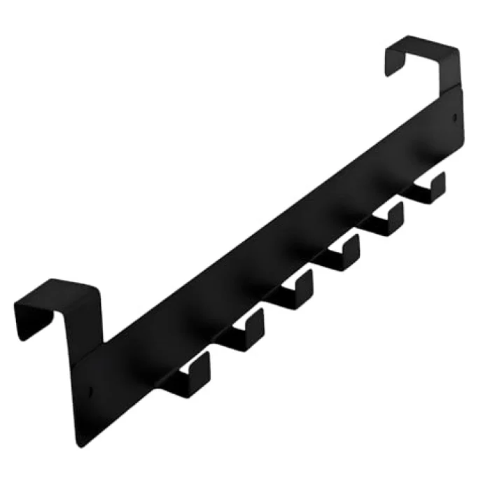 6lı Lamalı Kapı Arkası Askılık Elbise Havlu Asma Askı Metal Oda Banyo Lavabo Kapısı Aparatı Siyah