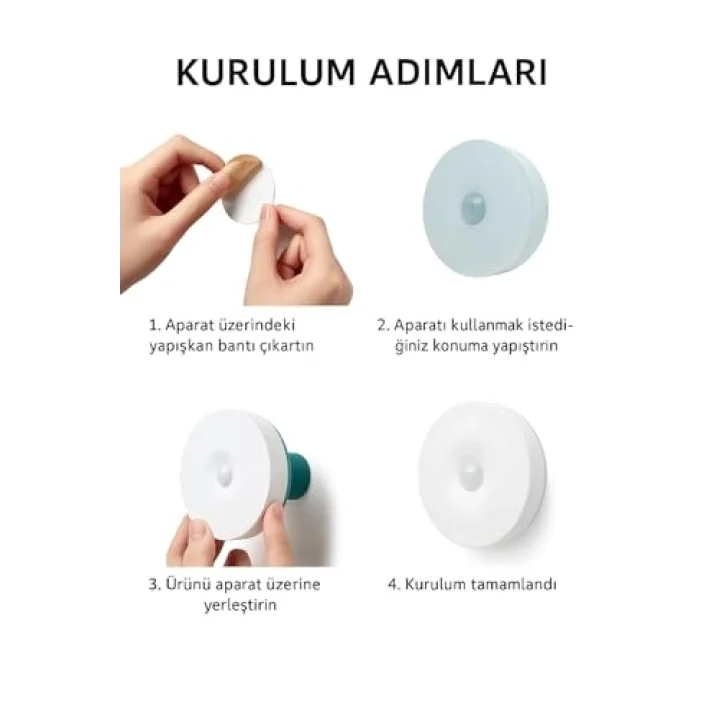 6lı Set Hareket Sensörlü Gece Lambası – USB Şarjlı 4000K Gün Işığı LED – Duvar, Dolap, Merdiven, Başucu için Akıllı Işık