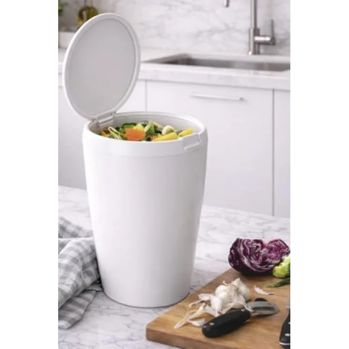 6 LT Banyo Mutfak Tezgah Üstü Çöp kovası - Beyaz