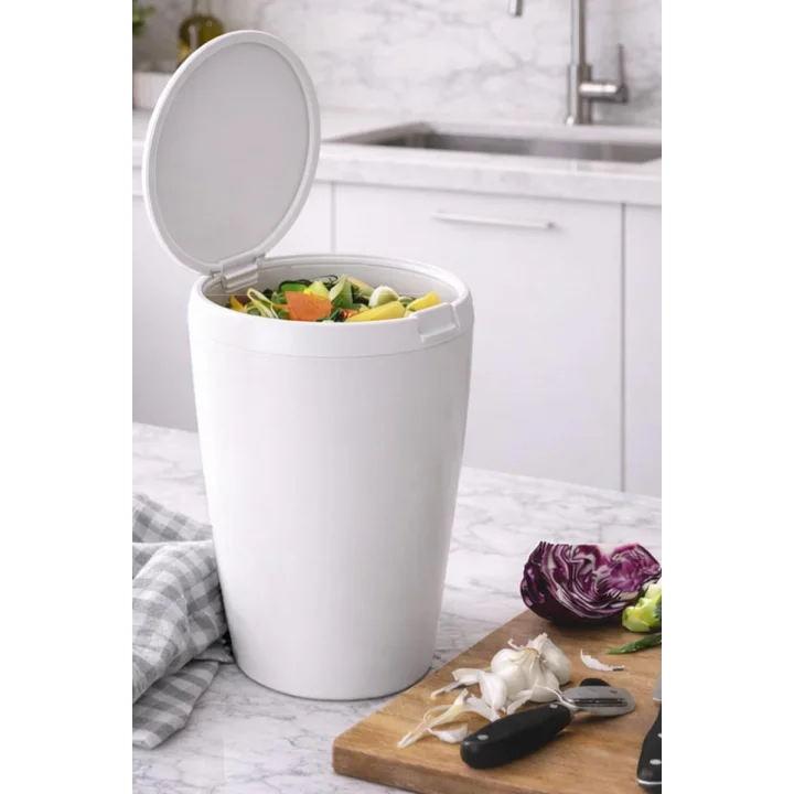 6 LT Banyo Mutfak Tezgah Üstü Çöp kovası - Beyaz