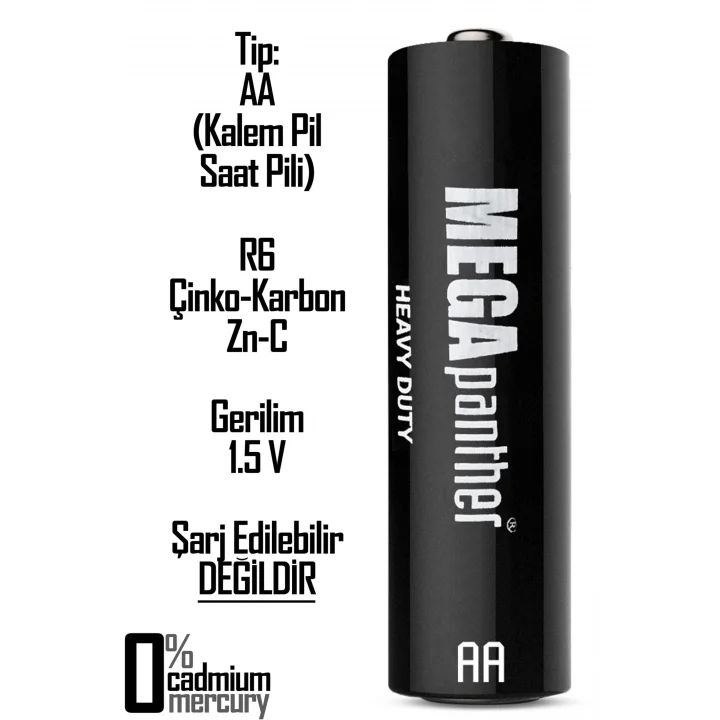 60lı AA R6 Kalın Kalem Pil Saat Pili Zn-C 1.5V
