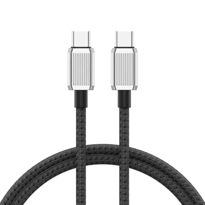 60W 3A PD Type-C to Type-C Hızlı Şarj ve Data Kablosu 1.5 Metre Siyah