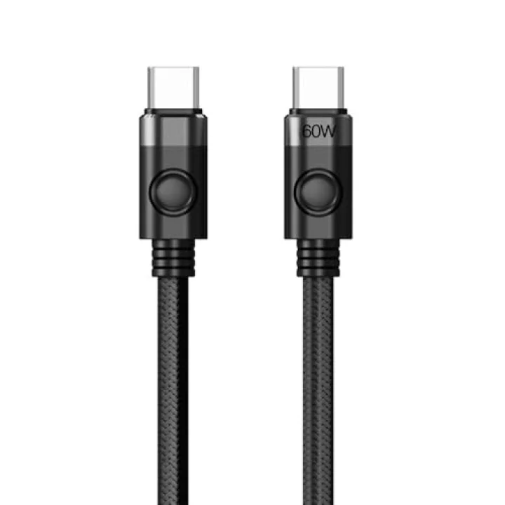 60W 3A PD Type-C to Type-C Hızlı Şarj ve Data Kablosu Siyah 1 Metre
