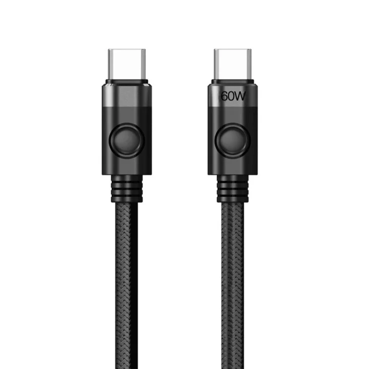 60W 3A PD Type-C to Type-C Hızlı Şarj ve Data Kablosu Siyah 1 Metre