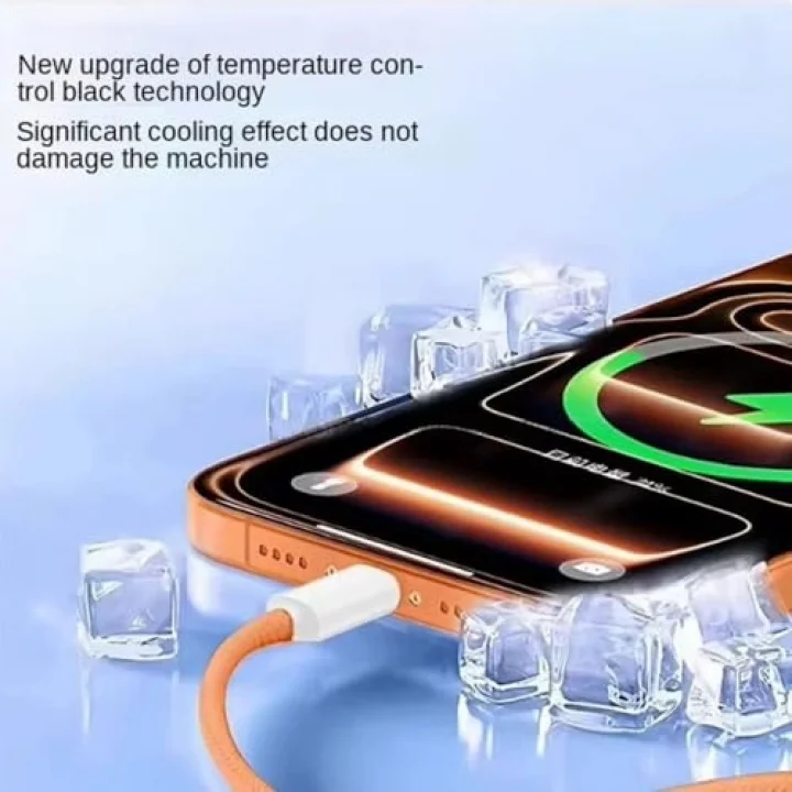 60W Apple İphone Uyumlu Type-C to Type-C Örgülü Hızlı Data ve Şarj Kablosu ve Sim İğnesi Turuncu