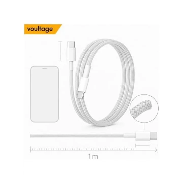 60W Type-C To Type-C 1 Metre Dayanıklı Örgülü Hızlı Şarj & Veri Kablosu İphone 17/16/15 Uyumlu Pro Max Air, Galaxy S10 S9 S8 Plus, Note 10 9 8 Uyumlu