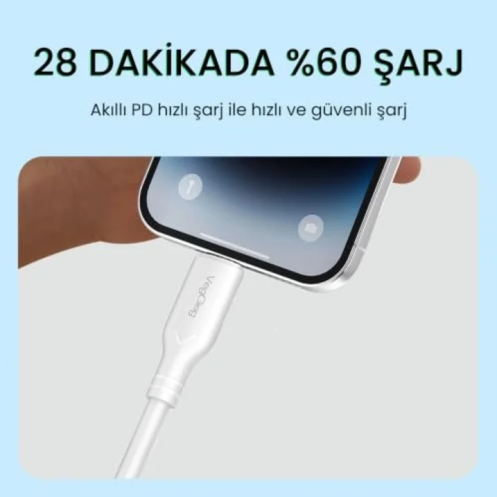 60W Type-C to Type-C Hızlı Şarj ve Data Kablosu 1.2 Metre