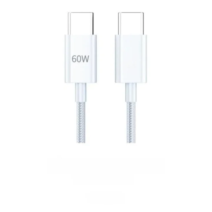 60W Type-C to Type-C Hızlı Şarj ve Data Kablosu 1m Beyaz AZ-B06aB