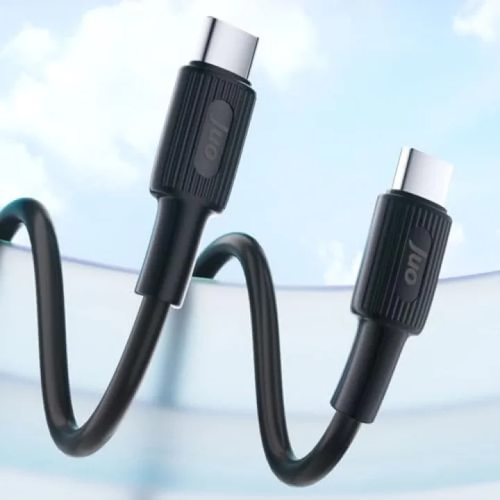 60W USB Type-C to Type-C Silikon Hızlı Şarj ve Data Kablosu Siyah 1 Metre