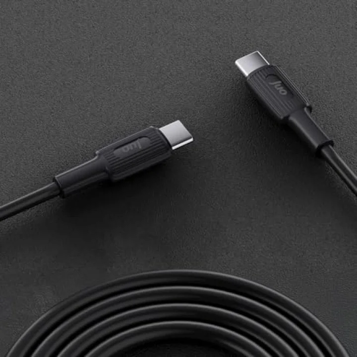 60W USB Type-C to Type-C Silikon Hızlı Şarj ve Data Kablosu Siyah 1 Metre