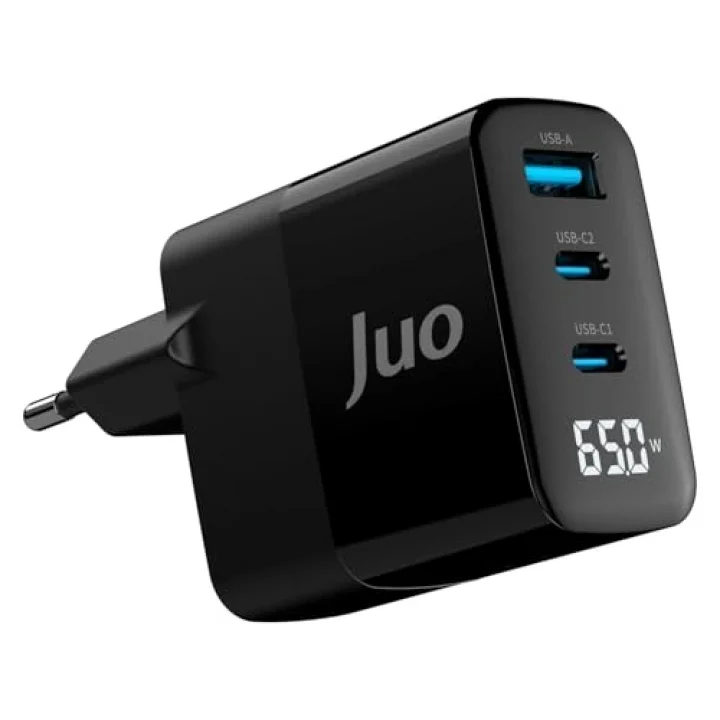 65W GaN Led Ekranlı Hızlı Şarj Cihazı 2 Type-C + USB-A iPhone & iPad & Notebook Uyumlu Şarj Aleti