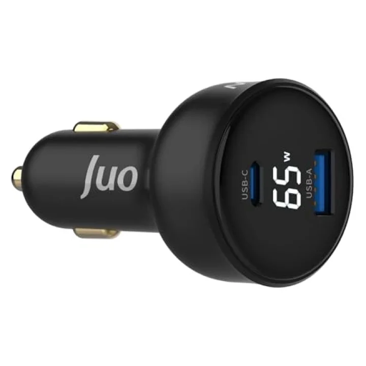 65W Led Ekranlı Type-C + USB-A Araç Şarj Aleti iPhone & Android & Notebook Araç içi Şarj Cihazı