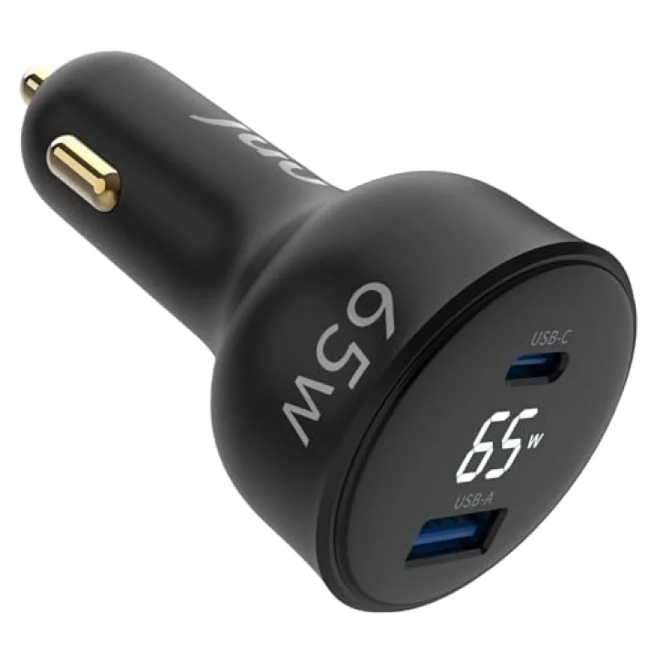 65W Led Ekranlı Type-C + USB-A Araç Şarj Aleti iPhone & Android & Notebook Araç içi Şarj Cihazı