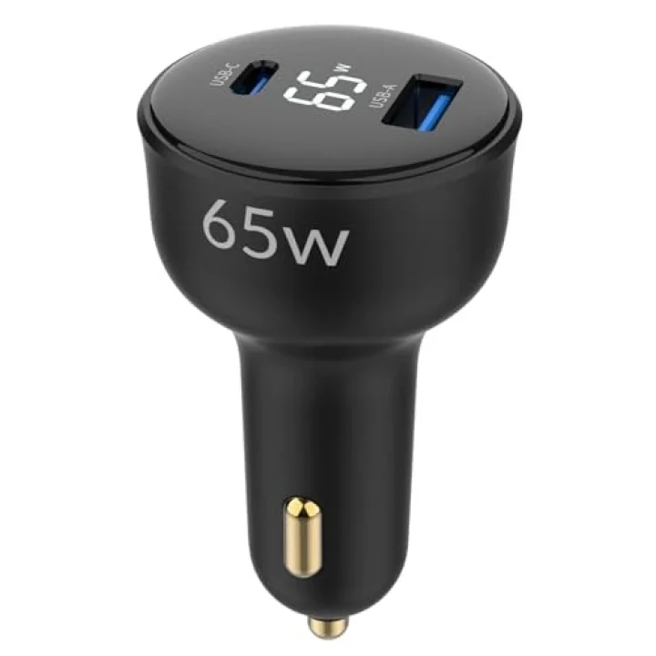 65W Led Ekranlı Type-C + USB-A Araç Şarj Aleti iPhone & Android & Notebook Araç içi Şarj Cihazı