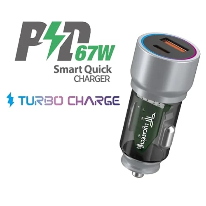 67W TURBO Araç Şarj Başlığı – USB + PD Girişli