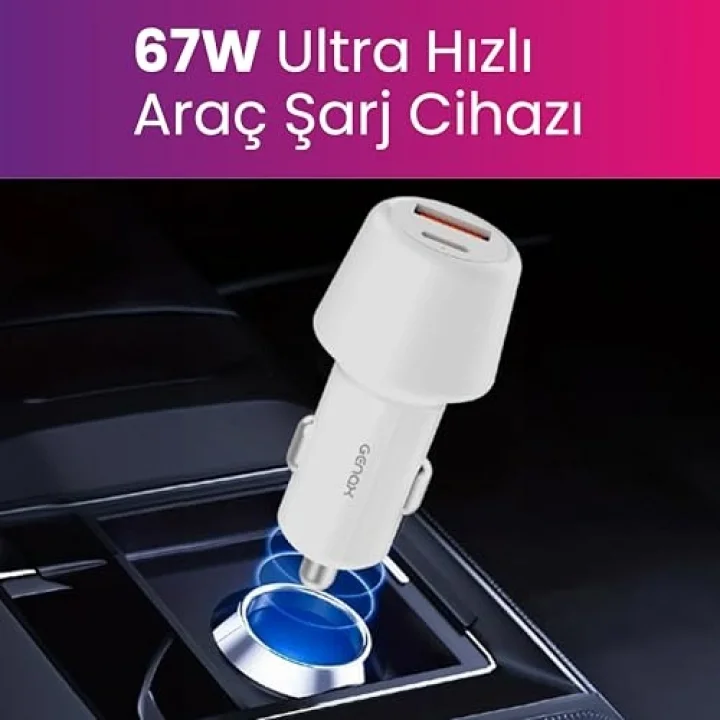 67W Ultra Hızlı Çift Port Araç Şarj Başlığı