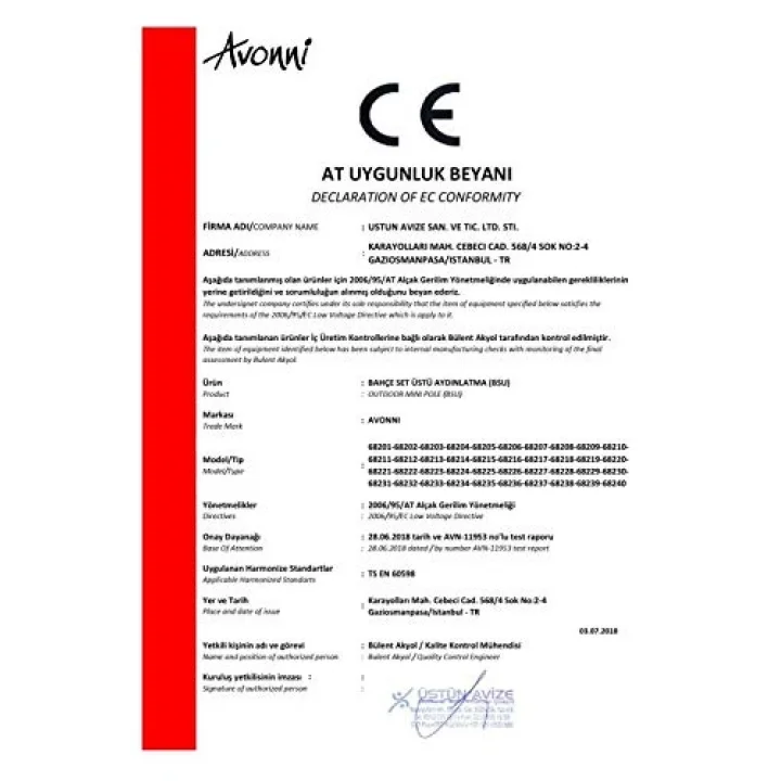 68206 Bahçe Set Üstü Aydınlatma, 60 w, Siyah