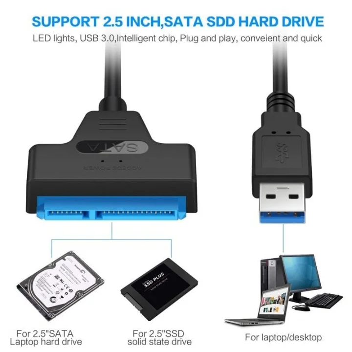 6944 Usb 3.0 Yüksek Hızlı 2.5 Inç Sata Ssd Ve Hdd Harddisk Kablosu Tek Bir Aparat ile Tüm Disklerinize USB 3.0 Hızıyla Erişin!