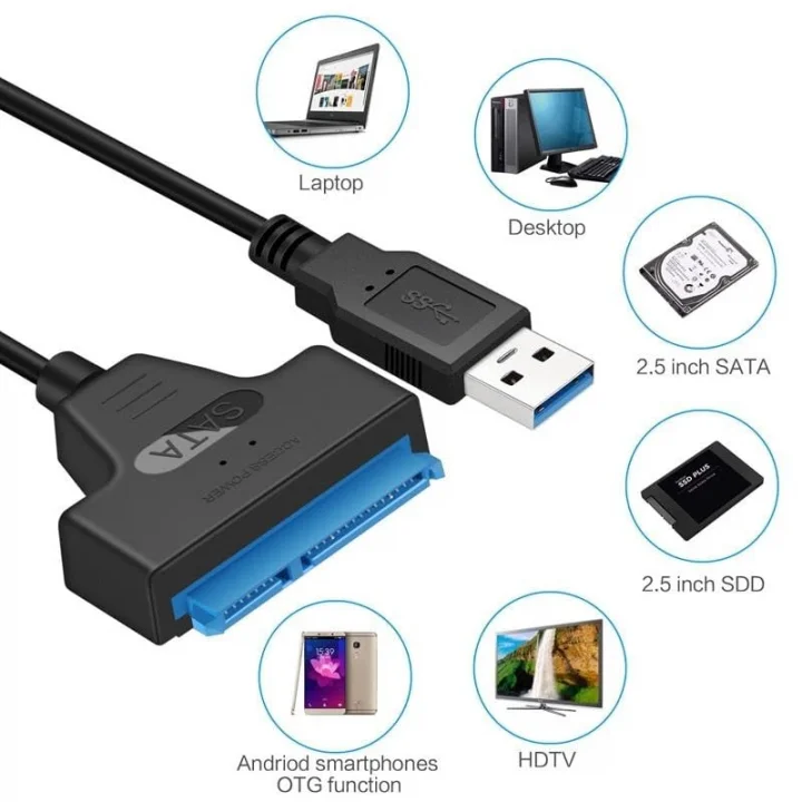6944 Usb 3.0 Yüksek Hızlı 2.5 Inç Sata Ssd Ve Hdd Harddisk Kablosu Tek Bir Aparat ile Tüm Disklerinize USB 3.0 Hızıyla Erişin!