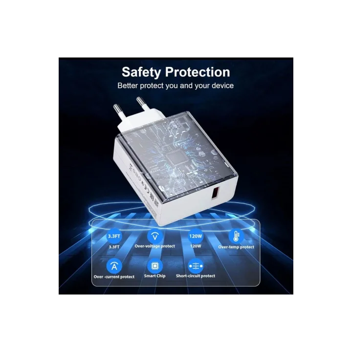 Mey İthalat® ⚡ 120W Hızlı Şarj Adaptörü + Type-C Kablosu | Süper Hızlı Şarj Cihazı 1 metre