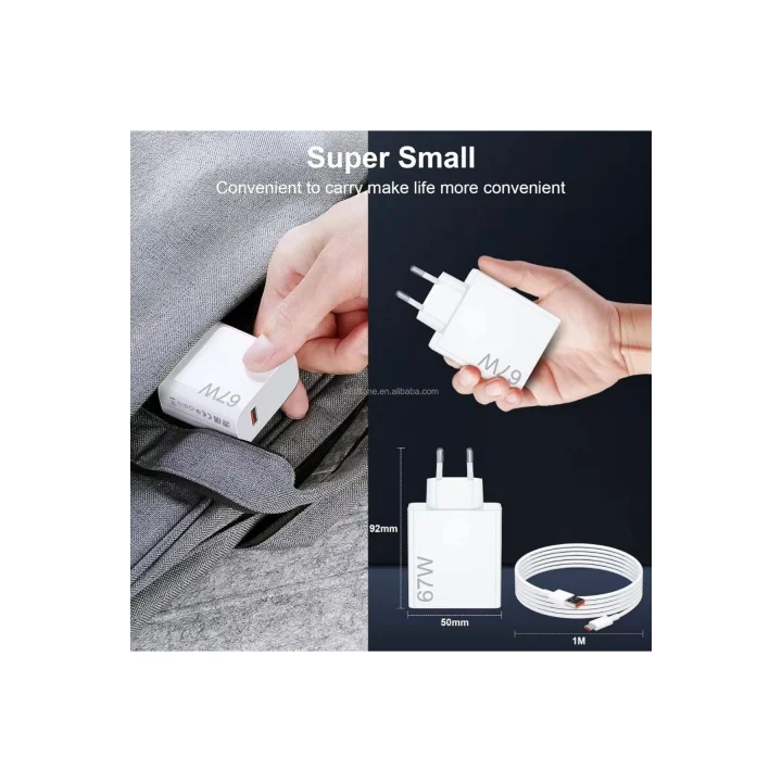 Mey İthalat® ⚡ 67W Hızlı Şarj Adaptörü + Type-C Kablosu | Süper Hızlı Şarj Cihazı 1 metre