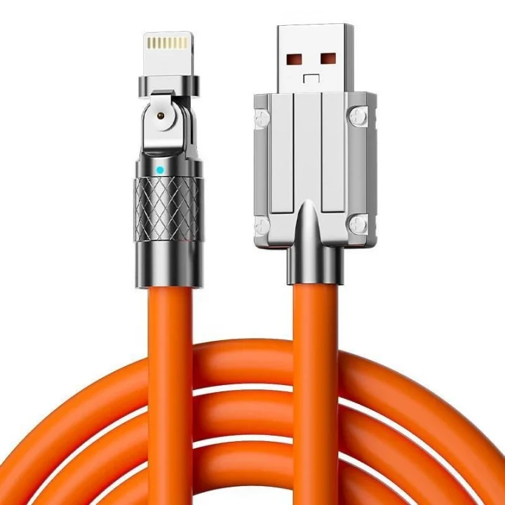 6A Ios Apple Lightning Sıvı Silikon Data Hızlı Şarj Kablosu - 180 Derece Oynar Başlık - Katlanmaz Kırılmaz Dayanıklı Kablo