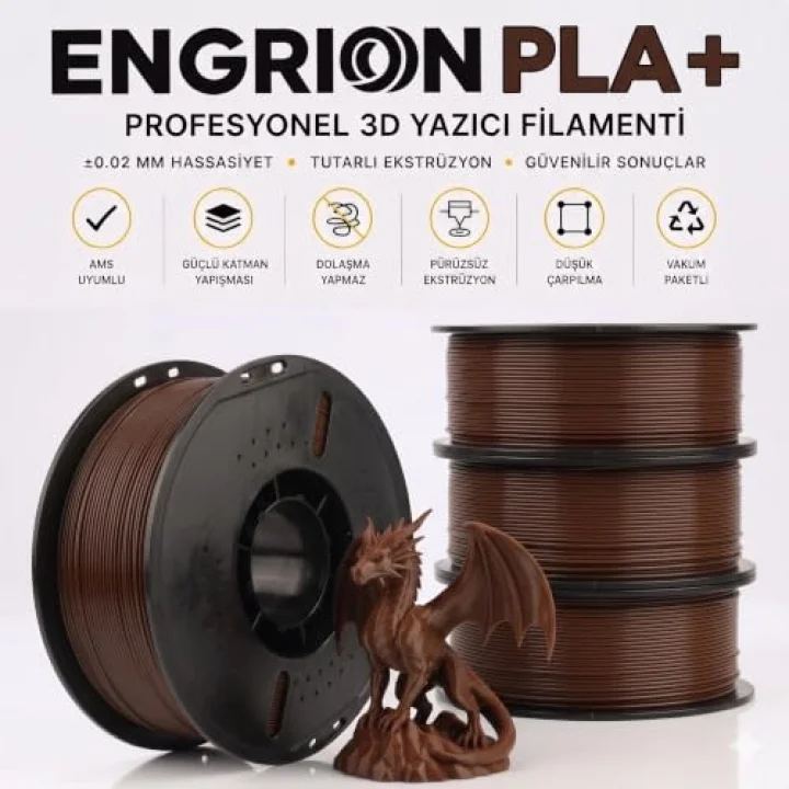 PLA+ Filament 1.75 mm 1 kg Kahverengi - Yüksek Hızlı Baskı, ±0.02mm Tolerans, FDM/AMS Uyumlu 3D Yazıcı Filamenti