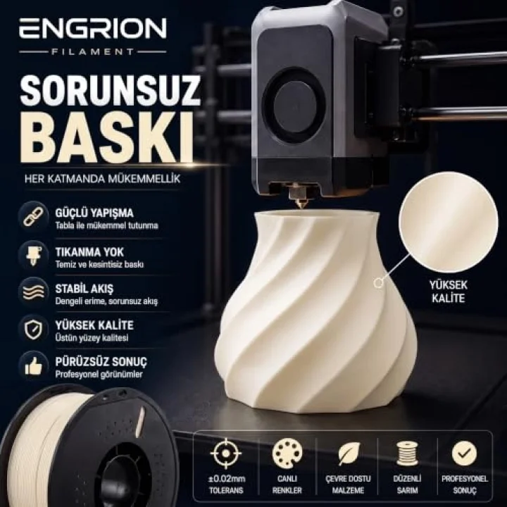 PLA+ Filament 1.75 mm 1 kg Sıcak Beyaz - Yüksek Hızlı Baskı, ±0.02mm Tolerans, FDM/AMS Uyumlu 3D Yazıcı Filamenti