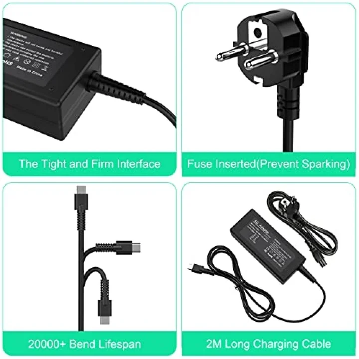 65W USB C Tipi Dizüstü Şarj Cihazı, Mac Book Pro/Lenovo ThinkPad/Samsung/ASUS/Dell/Chromebook/Yoga/ACE/Huawei ve diğer tüm USB Tip C Cihazları için Evrensel Adaptör Güç Kaynağı（45W için de geçerlidir）