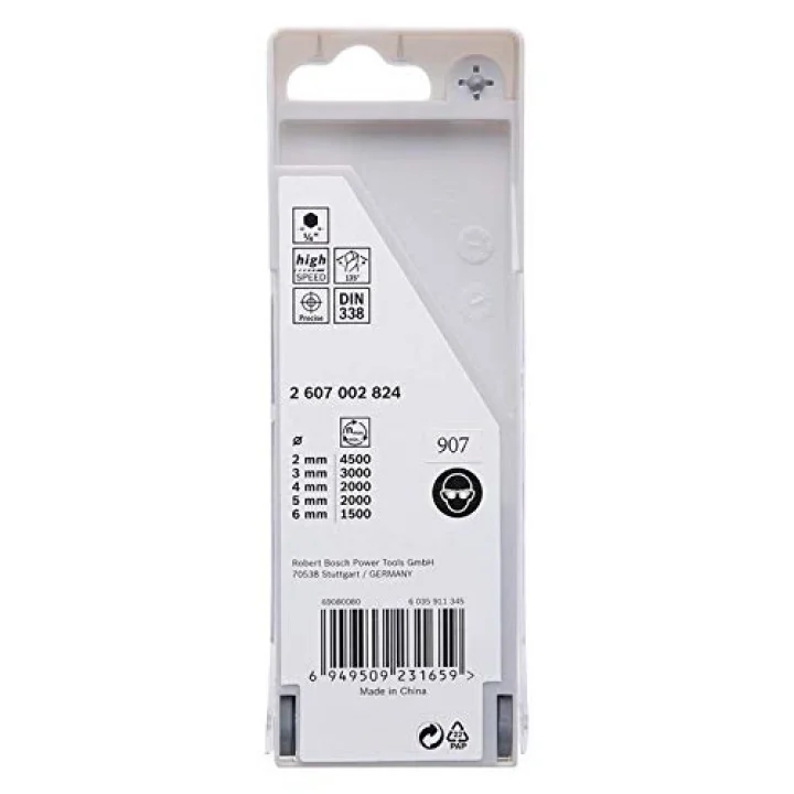 Bosch Professional 5 parçalı PointTeQ altıgen matkap seti (metal için, Ø: 2-6 mm, çalışma uzunluğu: 24-57 mm, toplam uzunluk: 60-98 mm, ¼ inç altıgen şaft, darbeli matkap ve matkap aksesuarı)