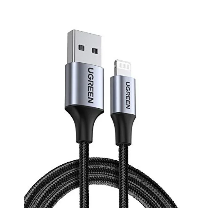 Mfi Lisanslı USB-A & Lightning Örgülü Data ve Şarj Kablosu, 2 Metre, Siyah, ‎60158