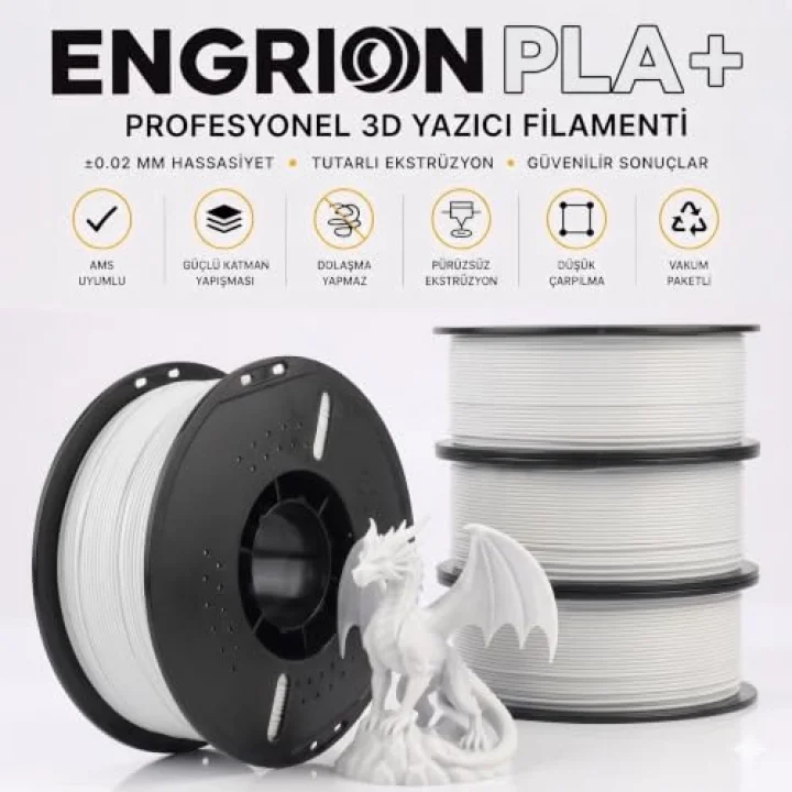 PLA+ Filament 1.75 mm 1 kg Soğuk Beyaz - Yüksek Hızlı Baskı, ±0.02mm Tolerans, FDM/AMS Uyumlu 3D Yazıcı Filamenti